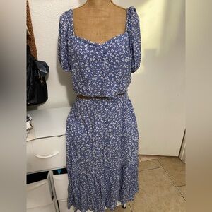 Floral Blue Maxi Dress 2 piece set